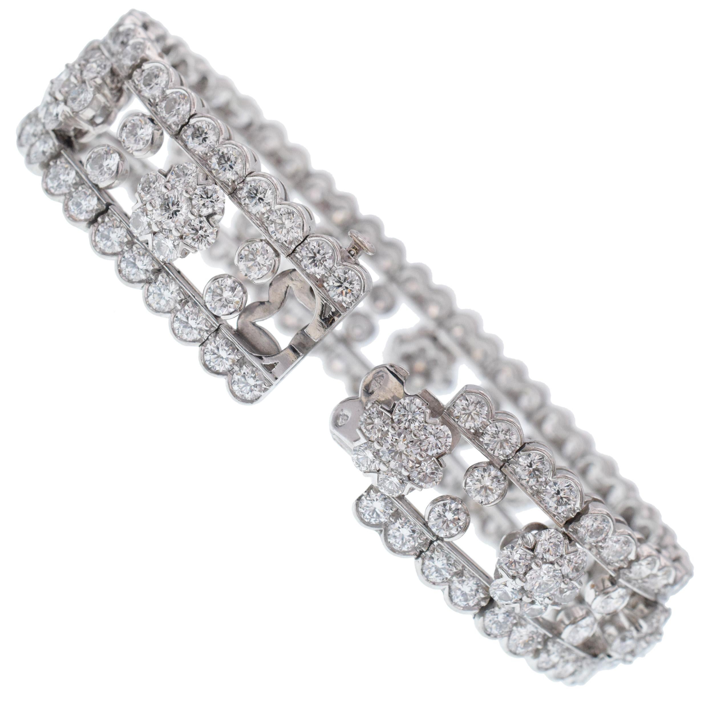 Women's Van Cleef & Arpels  'Snowflake' Diamond and Platinum Bracelet