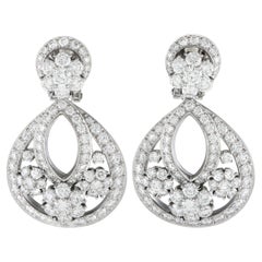 Van Cleef & Arpels Snowflake Platinum 6.71 Carat Diamond Clip-On Earrings