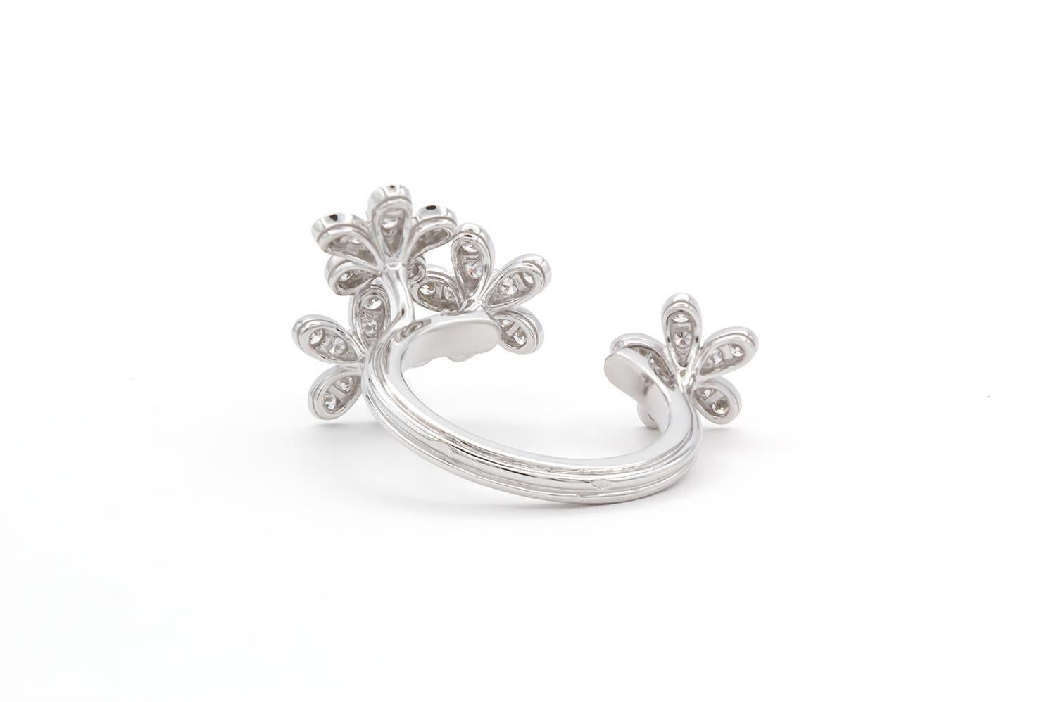 Women's Van Cleef & Arpels Socrate Between the Finger Ring 18k White Gold & Diamond BNP