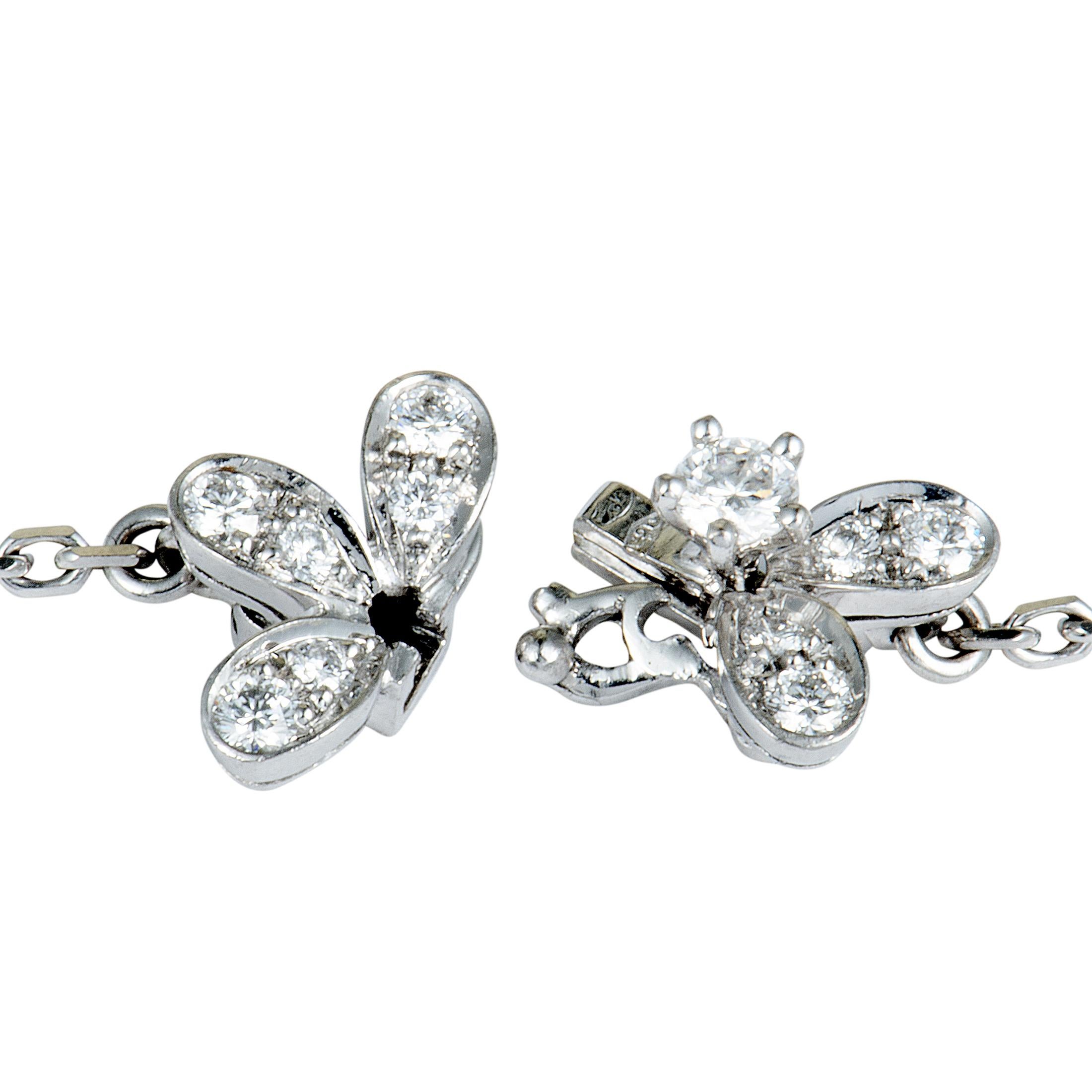 Women's Van Cleef & Arpels Socrate Diamond Pave White Gold Flower Pendant Necklace
