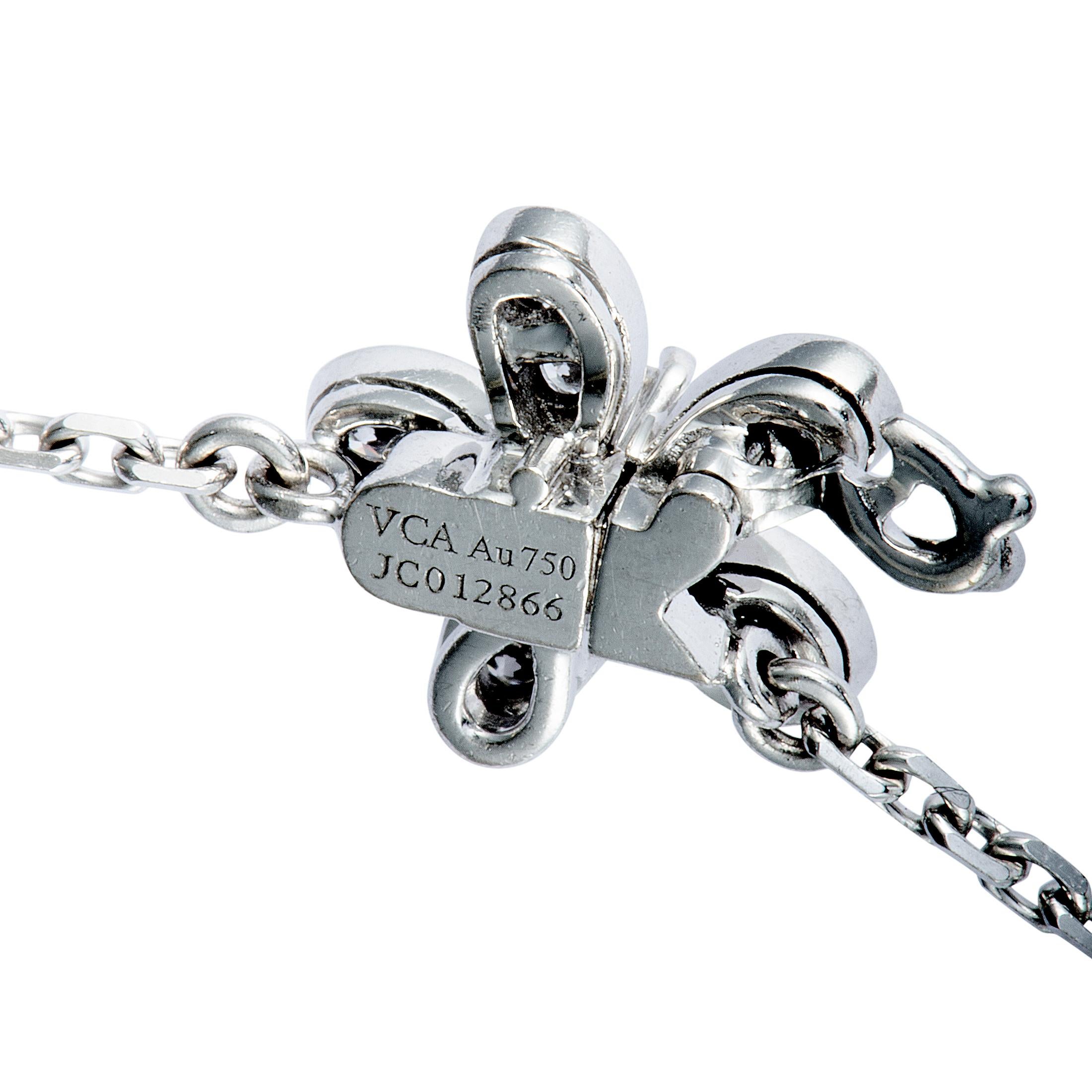 Van Cleef & Arpels Socrate Diamond Pave White Gold Flower Pendant Necklace 1
