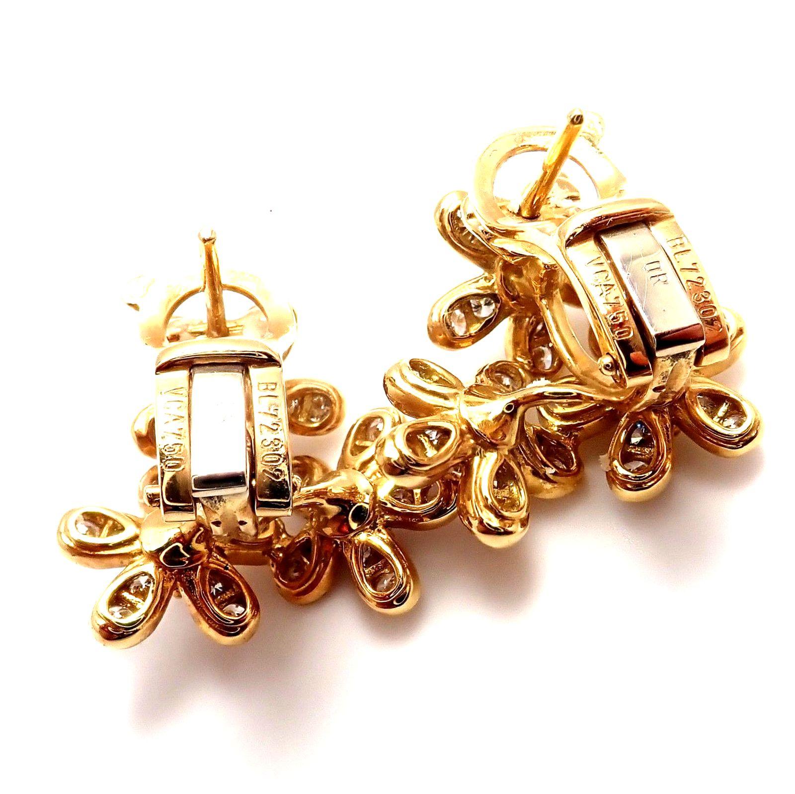 Women's or Men's Van Cleef & Arpels Socrate Diamond Three Flowers White Gold Earrings