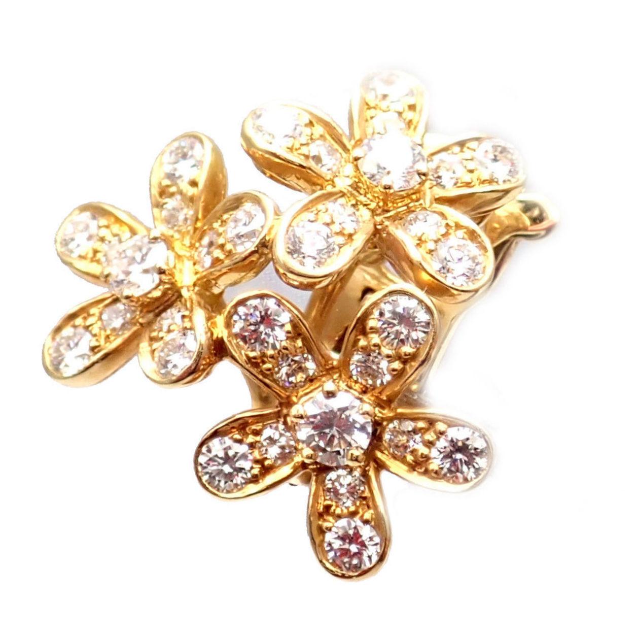 Van Cleef & Arpels Socrate Diamond Three Flowers White Gold Earrings 2