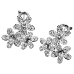 Van Cleef & Arpels Socrate Diamond Three Flowers White Gold Earrings