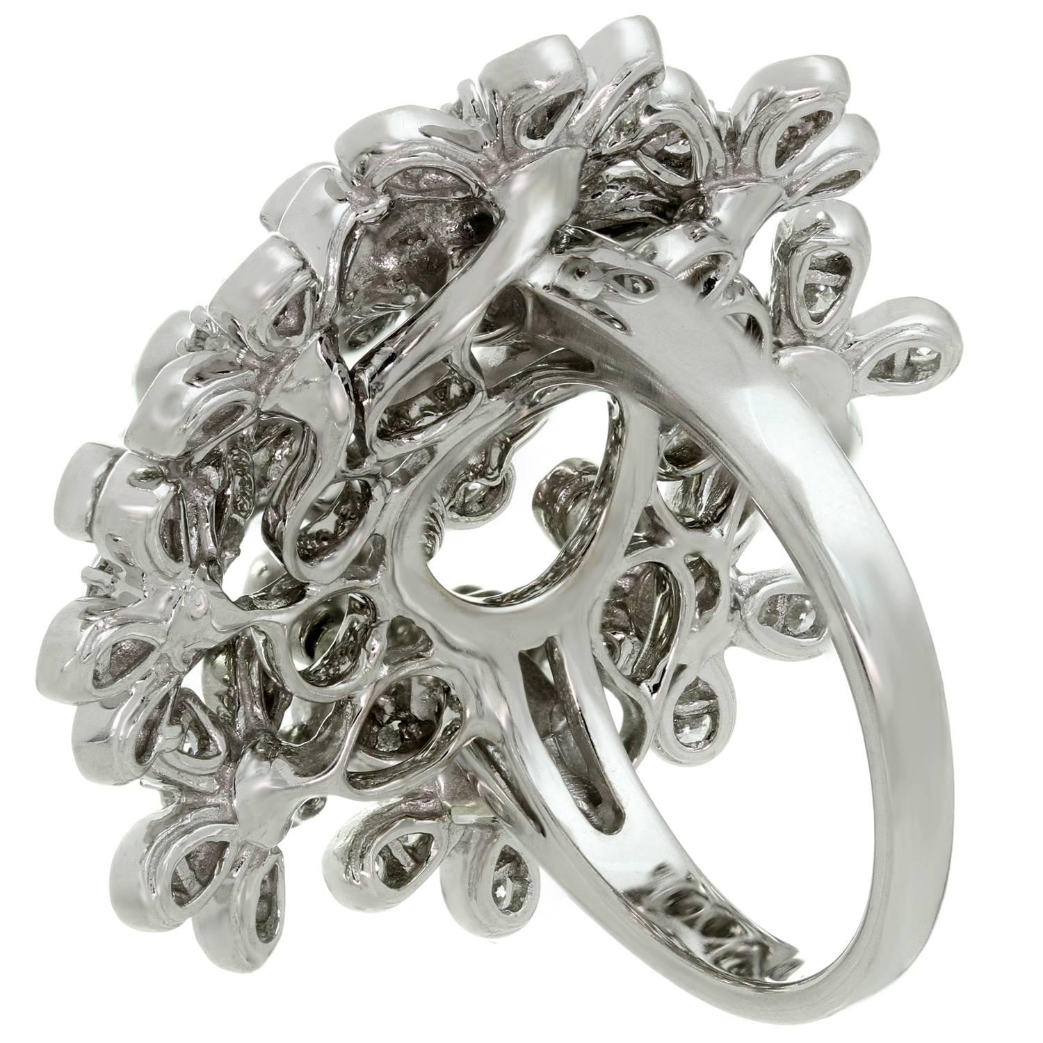 Van Cleef & Arpels Socrate Diamond White Gold Flower Bouquet Ring 2