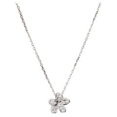 Van Cleef & Arpels Sokrate Blume Diamant 18k Weißgold Anhänger Halskette