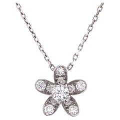 Van Cleef & Arpels Socrate Flower Pendant Necklace 18k White Gold and Diamonds