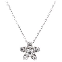 Van Cleef & Arpels Socrate Flower Pendant Necklace 18k White Gold and Diamonds