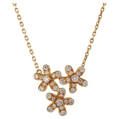 VAN CLEEF & ARPELS Socrates 3-Flower Diamond 18k Yellow Gold Pendant Necklace