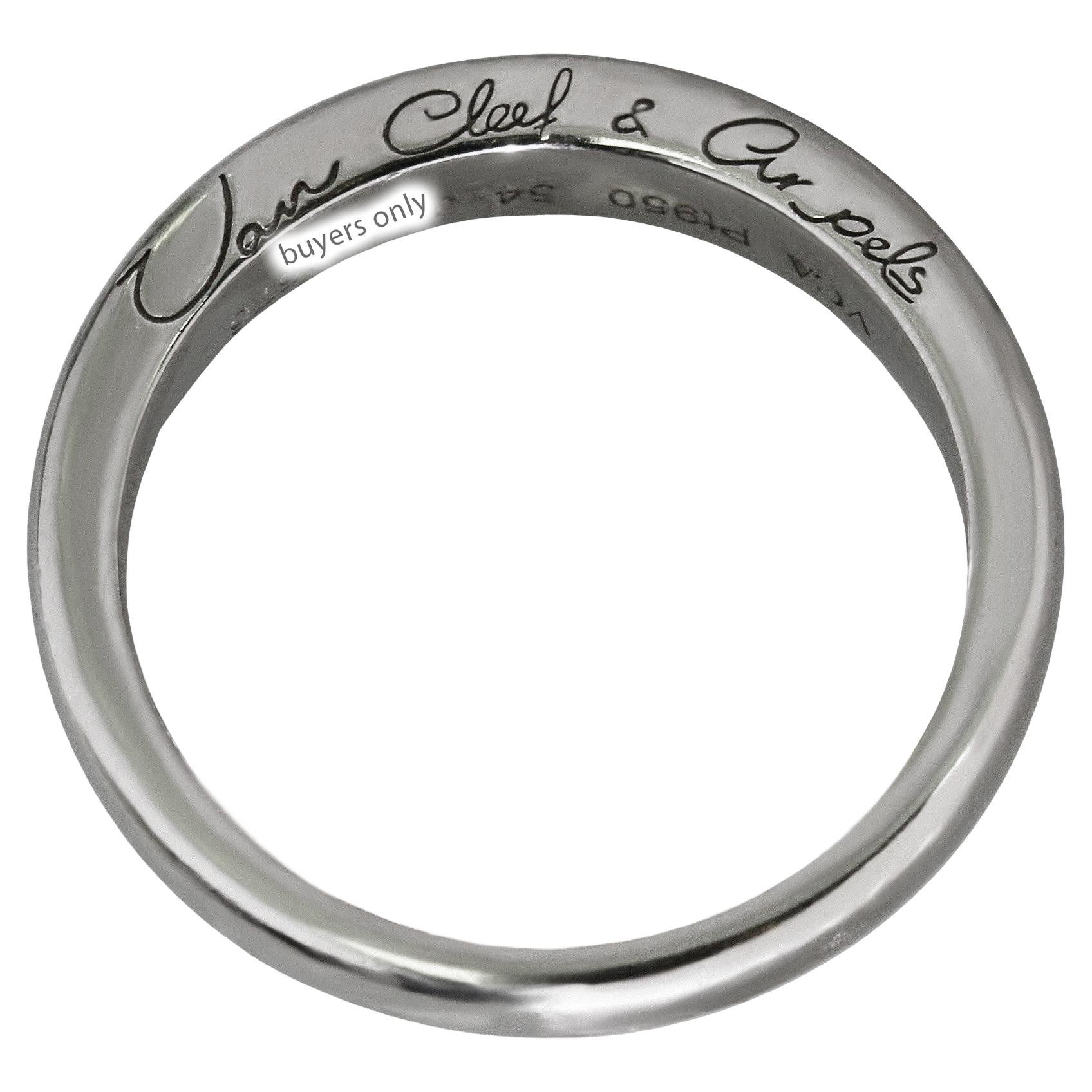 VAN CLEEF & ARPELS Solitaire Diamond Platinum Band Ring 54 For Sale 1