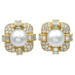 Van Cleef & Arpels South Sea Cultured Pearl and Diamond Ear-Clips