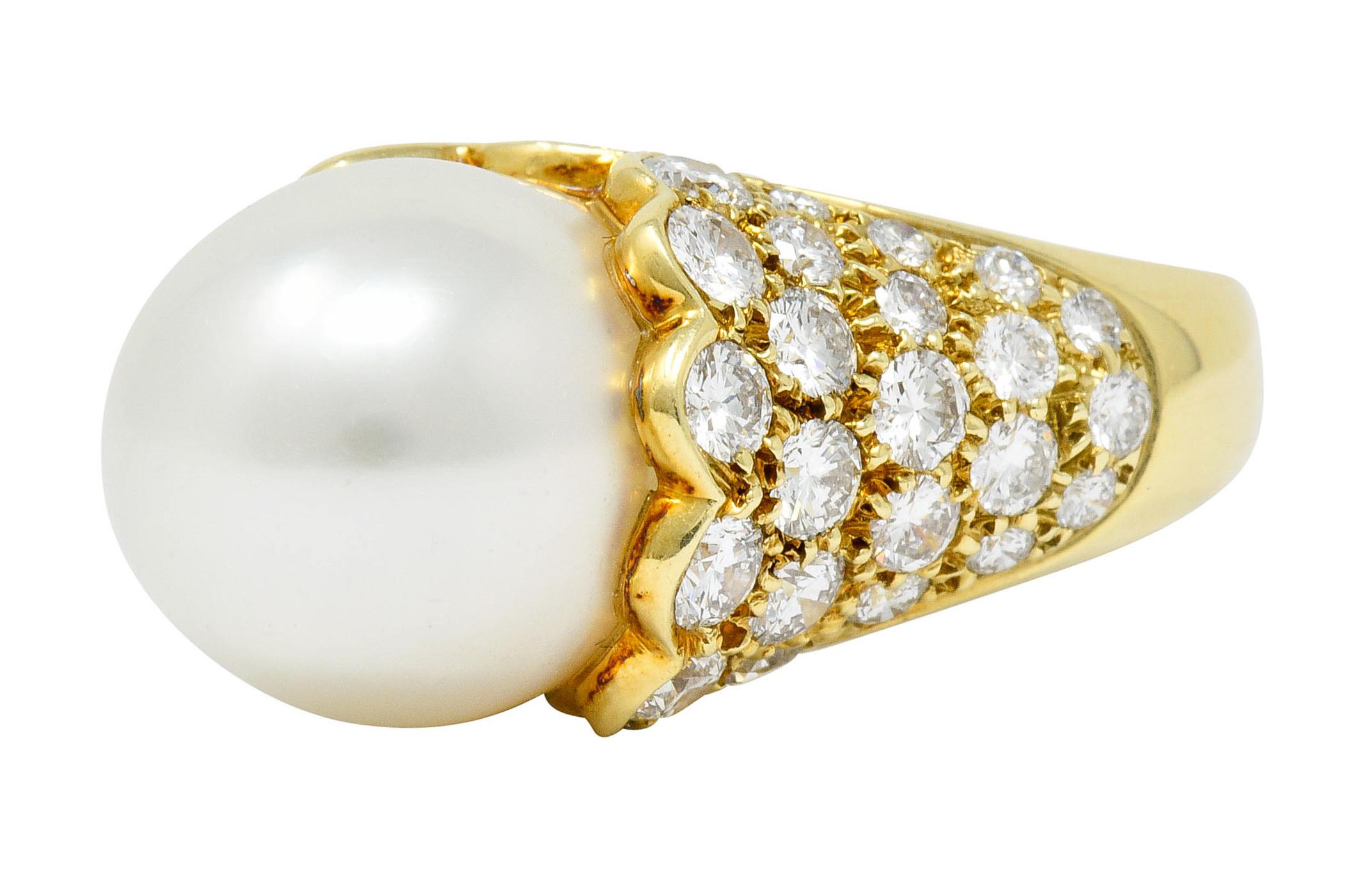 Van Cleef & Arpels South Sea Pearl 3.40 Carat Diamond 18 Karat Gold Ring 1