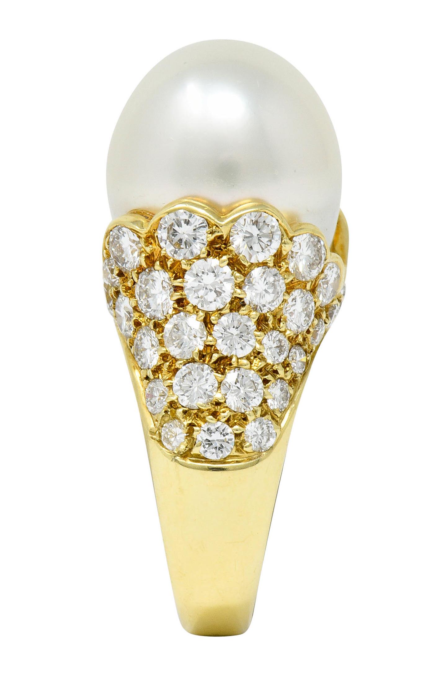 Van Cleef & Arpels South Sea Pearl 3.40 Carat Diamond 18 Karat Gold Ring 2