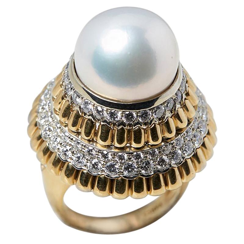 Van Cleef & Arpels South Sea Pearl Diamond Cocktail Ring