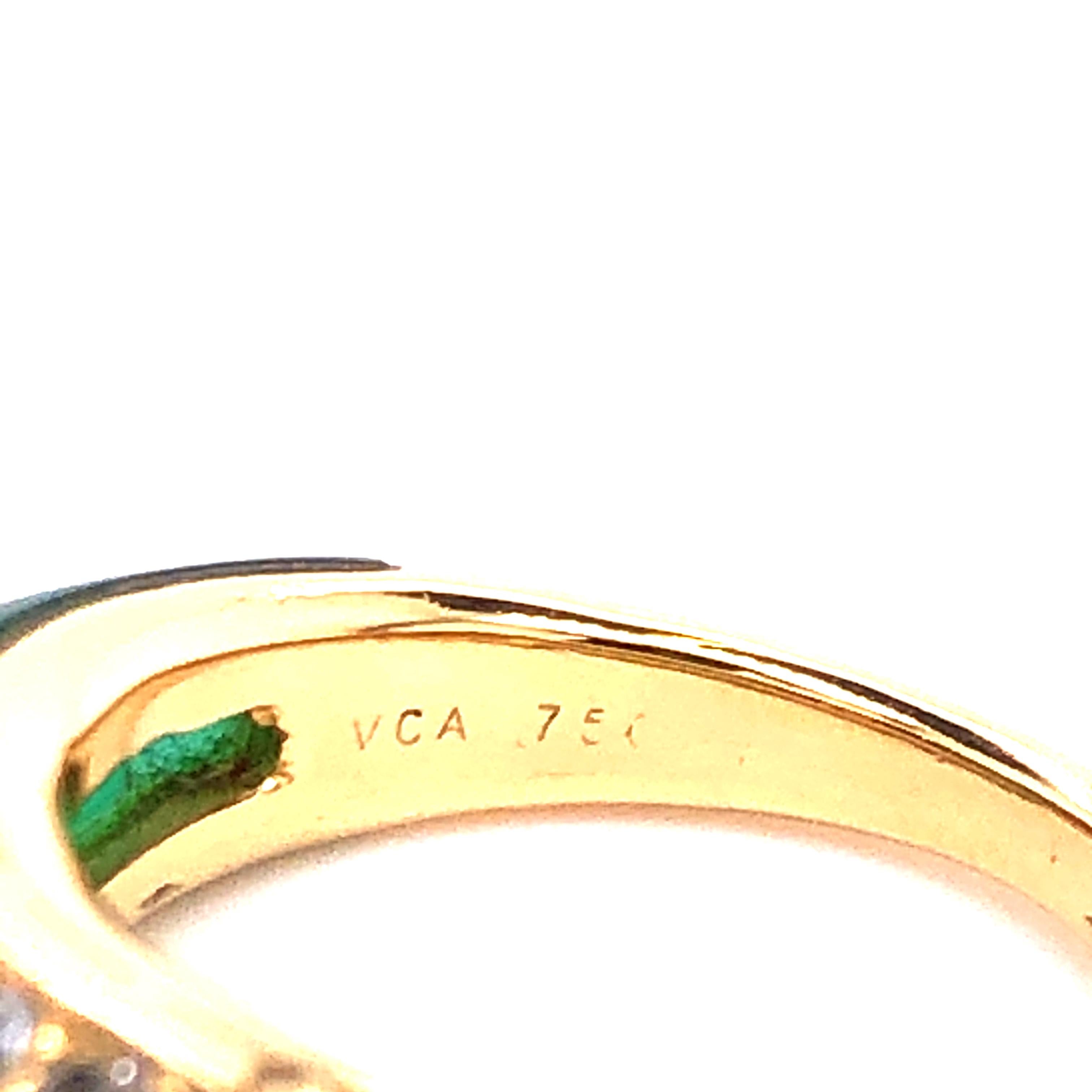 Single Cut Van Cleef & Arpels Stacking Philippine Ring, Chrysoprase, Diamonds, Yellow Gold