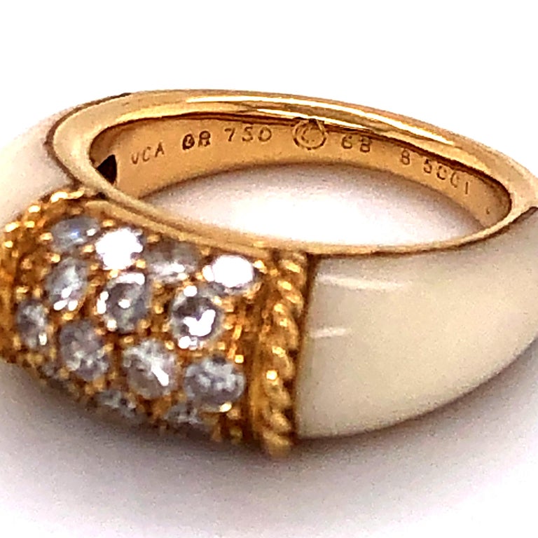 Van Cleef and Arpels Stacking Philippine Ring, Diamonds, White Coral