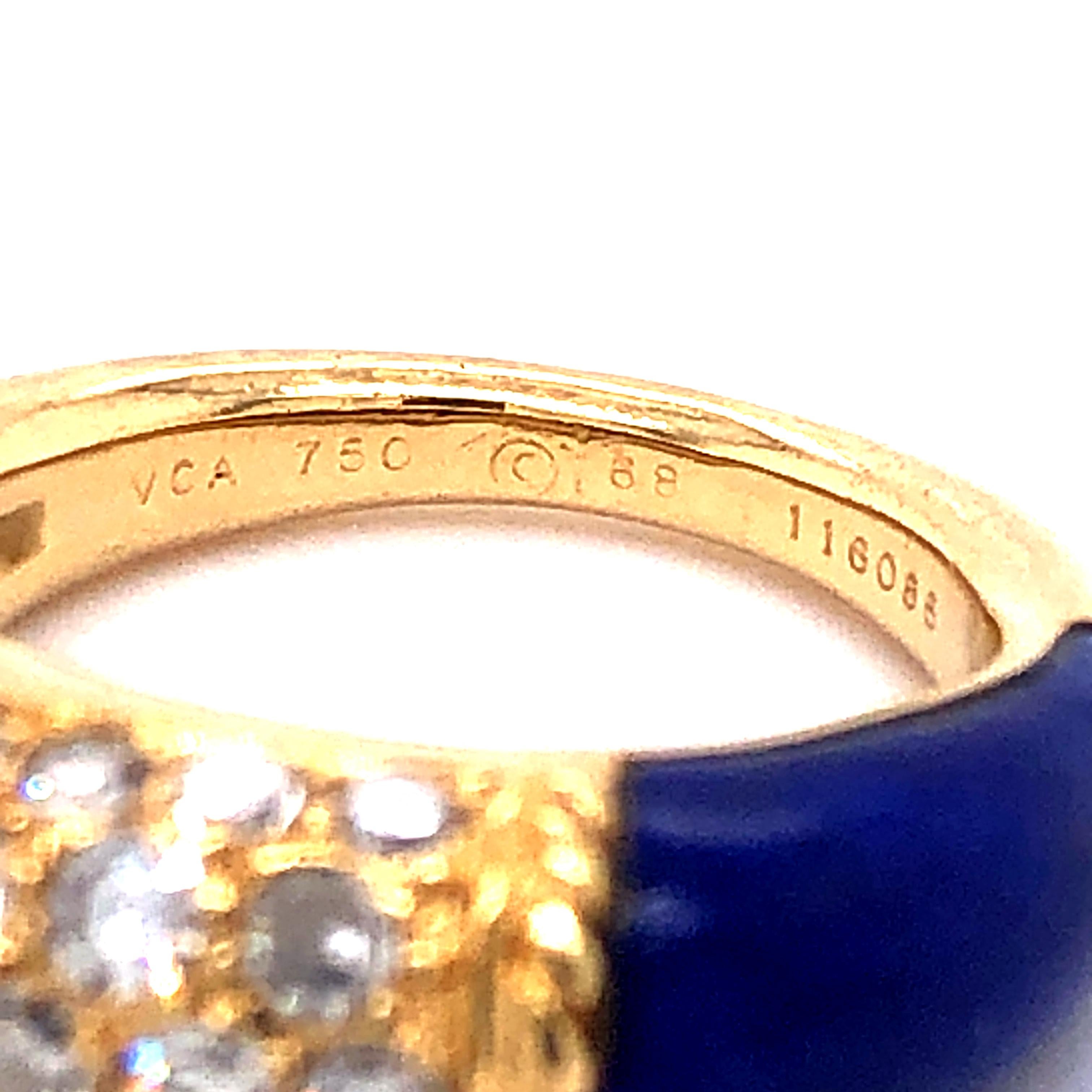 Contemporary Van Cleef & Arpels Stacking Philippine Ring, Lapis Lazuli, Diamonds, Yellow Gold
