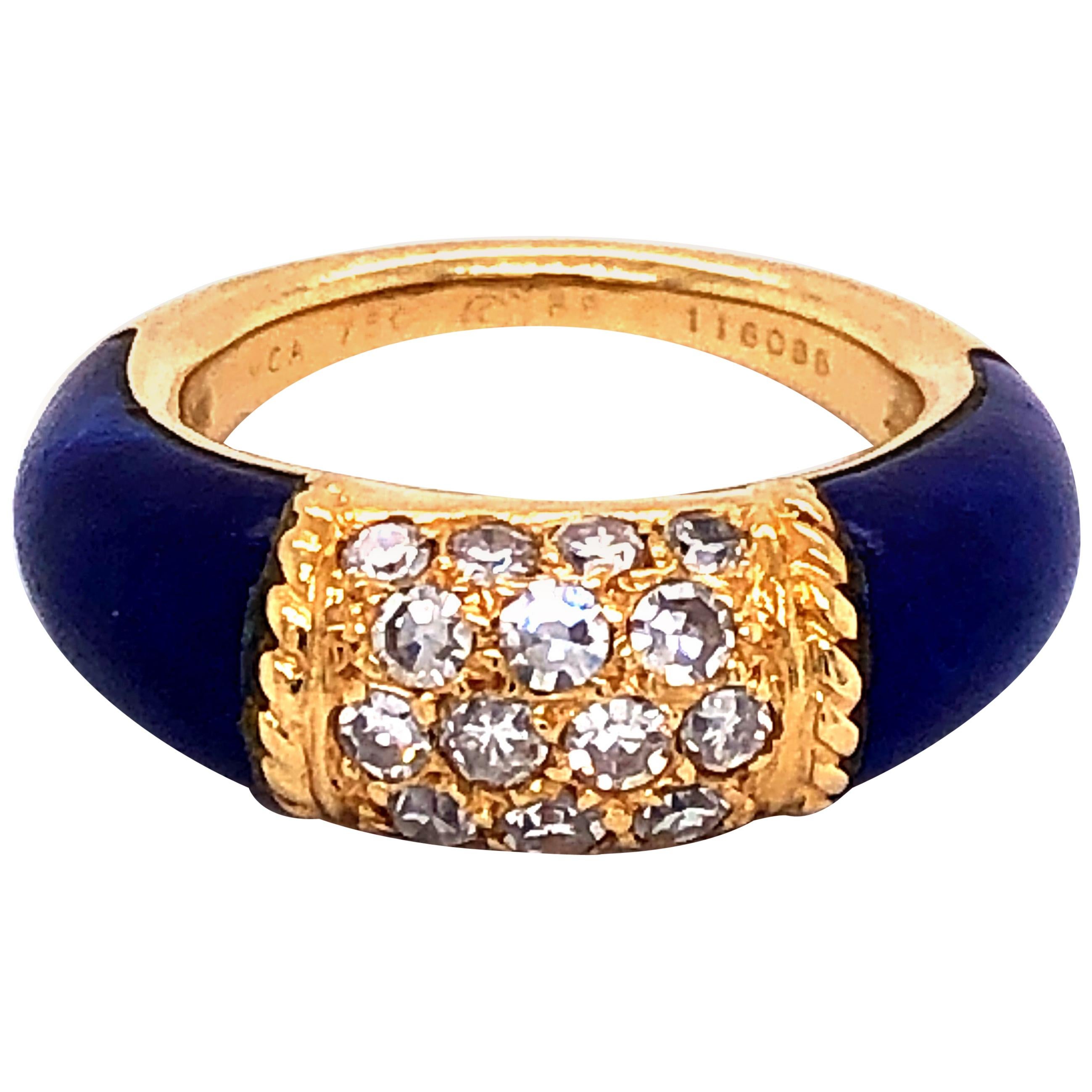 Van Cleef & Arpels Stacking Philippine Ring, Lapis Lazuli, Diamonds, Yellow Gold