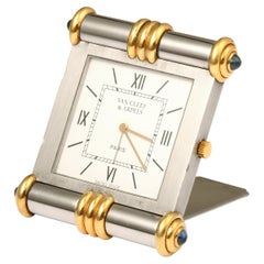 Van Cleef & Arpels Steel and 18 Carats Yellow Gold Travel Clock