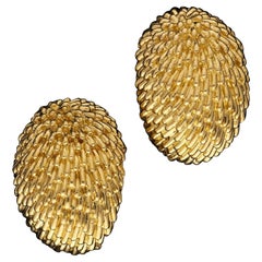 Van Cleef 
Arpels Stylish Pair of 18ct Gold Épis Clip Earrings, Circa 1960