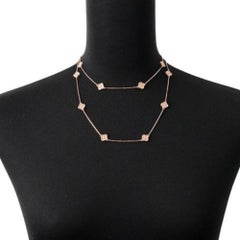 Van Cleef & Arpels Sweet Alhambra 16 Motif 18K Rose Gold Hammered Long Necklace