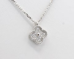 Van Cleef & Arpels Sweet Alhambra 18 Karat White Gold Diamond Pendant Necklace