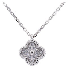 Van Cleef & Arpels Sweet Alhambra 18 Karat White Gold Diamond Pendant Necklace 