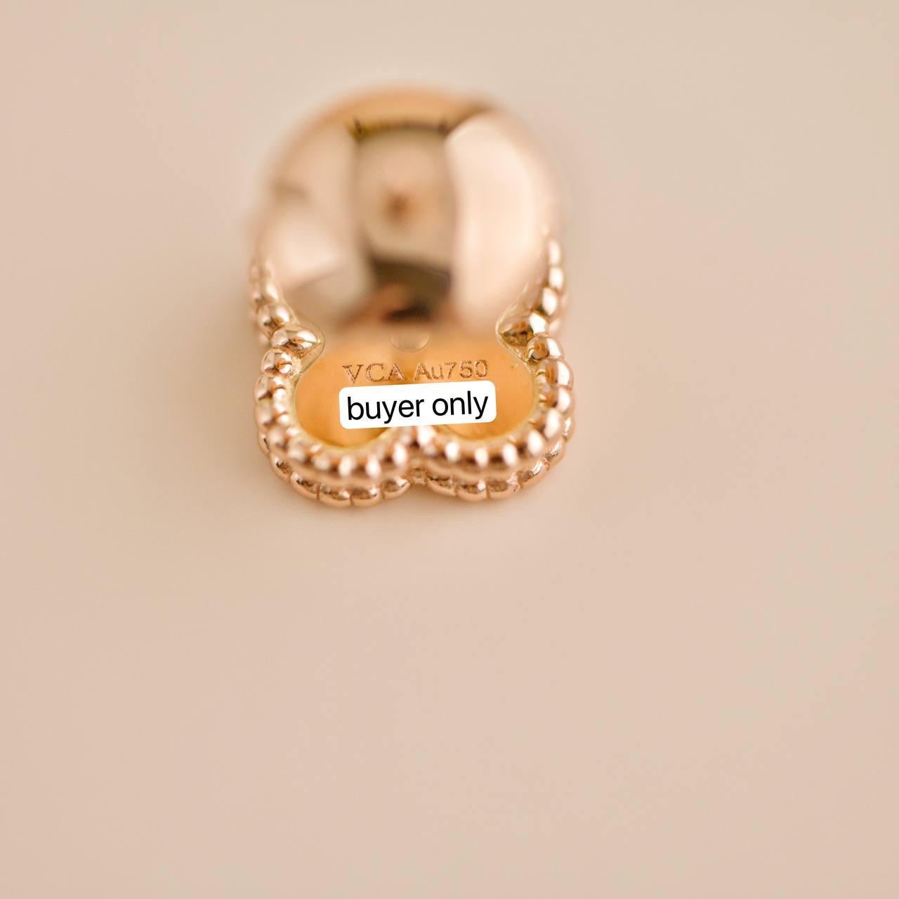 Van Cleef & Arpels Sweet Alhambra 18K Hammered Rose Gold Earrings In Excellent Condition In Banbury, GB