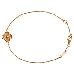Van Cleef & Arpels Sweet Alhambra 18K Hammered Rose Gold Motif Bracelet