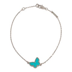 Van Cleef & Arpels Sweet Alhambra 18K White Gold Turquoise Butterfly Bracelet