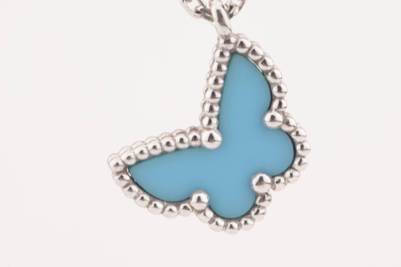 Van Cleef & Arpels Sweet Alhambra 18k White Gold Turquoise Pendant Necklace 1
