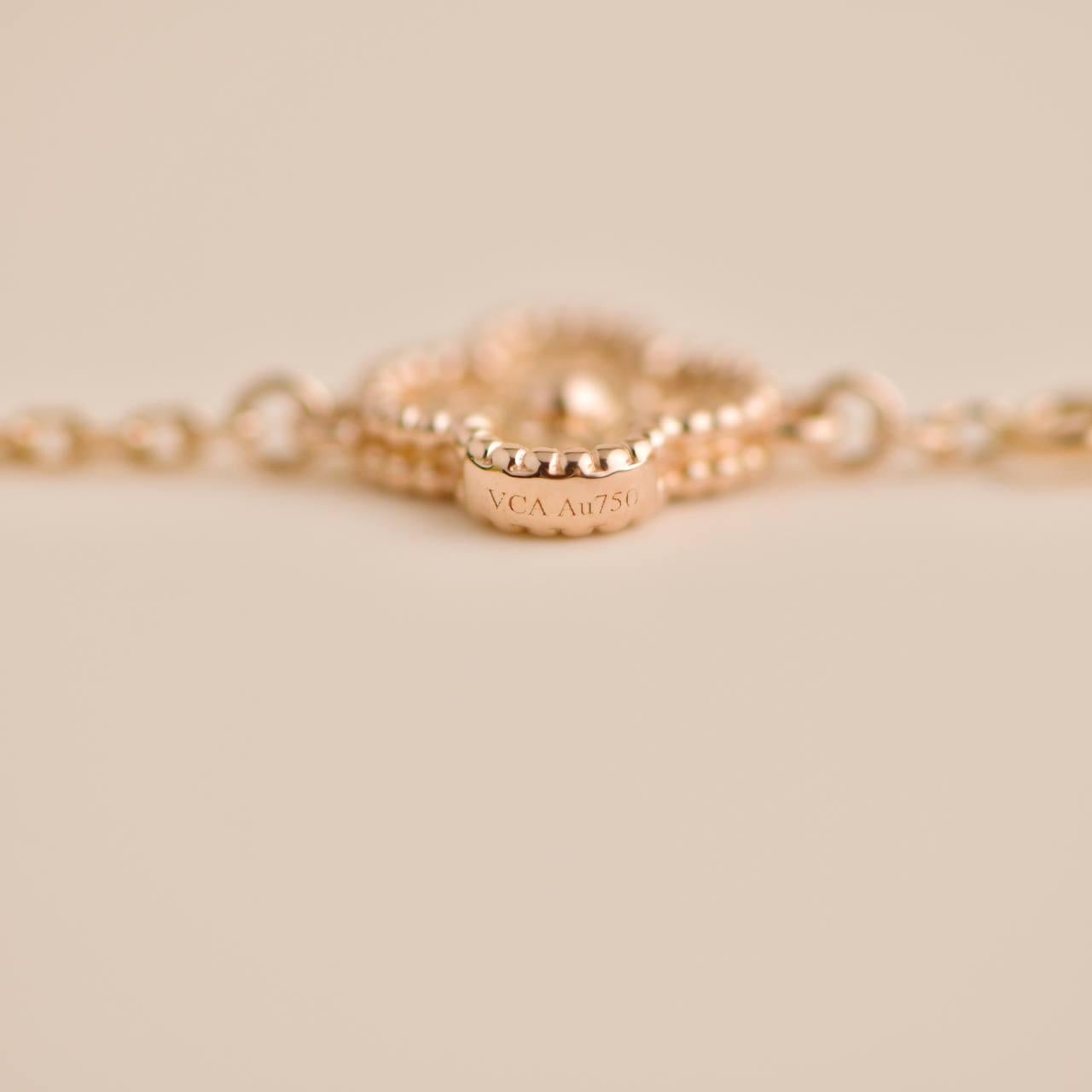 Van Cleef & Arpels Sweet Alhambra 6 Motif 18K Hammered Rose Gold Bracelet 3