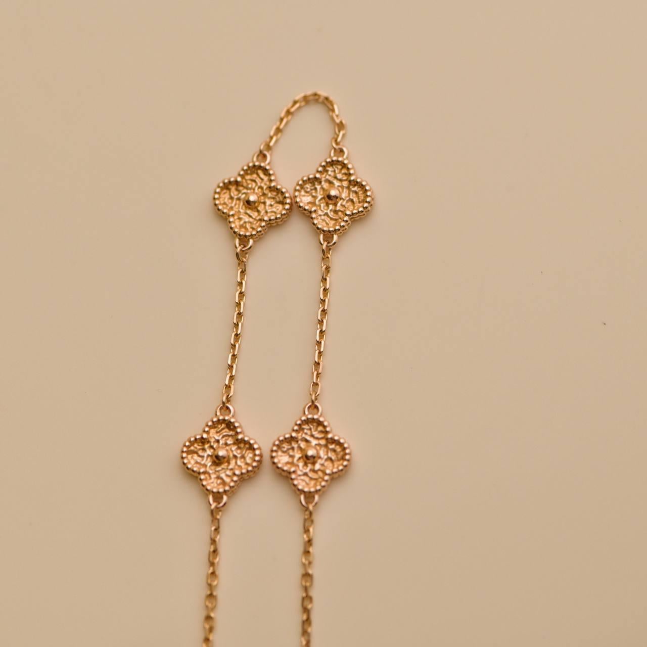 Van Cleef & Arpels Sweet Alhambra 6 Motif 18K Hammered Rose Gold Bracelet 2