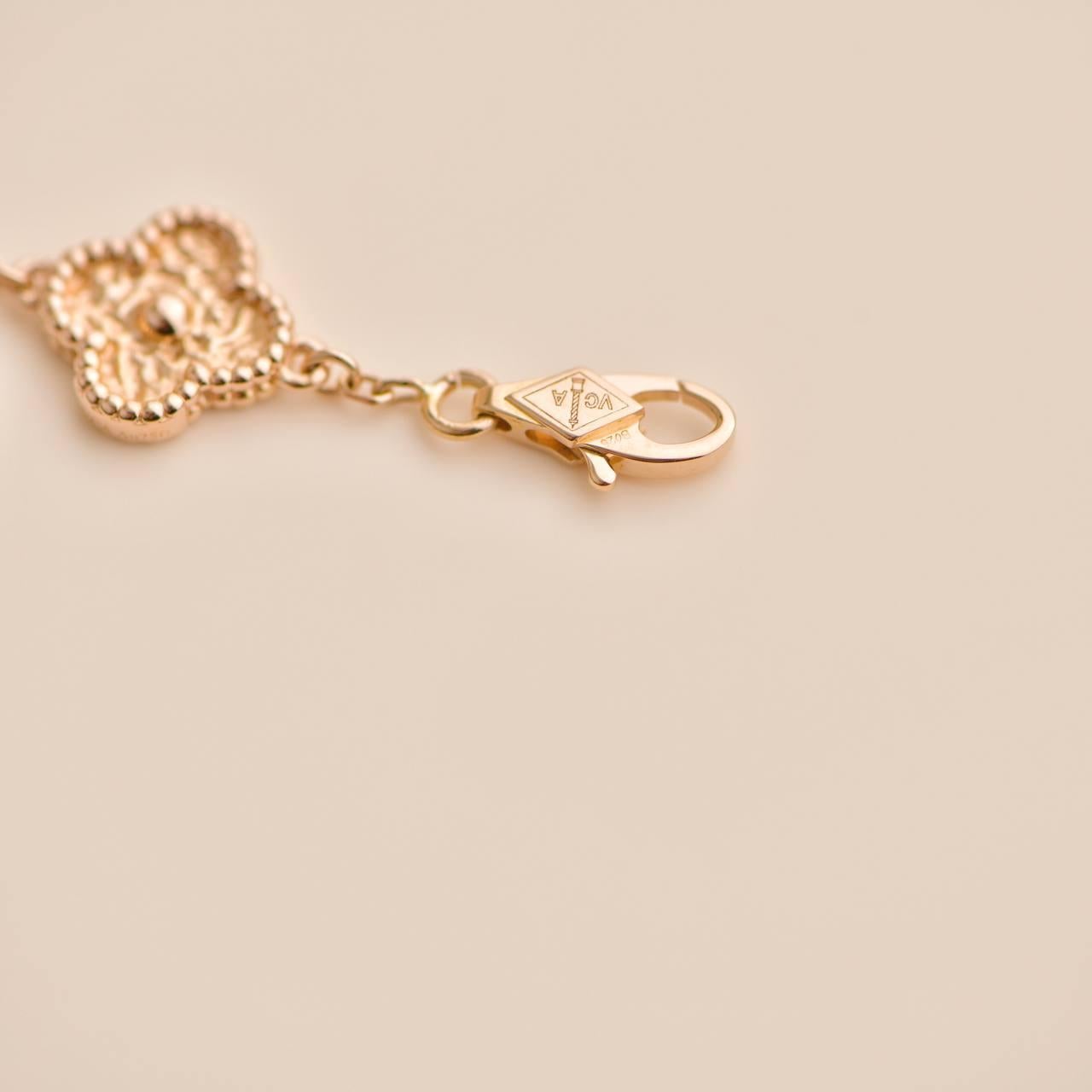 Van Cleef & Arpels Sweet Alhambra 6 Motif 18K Hammered Rose Gold Bracelet 5