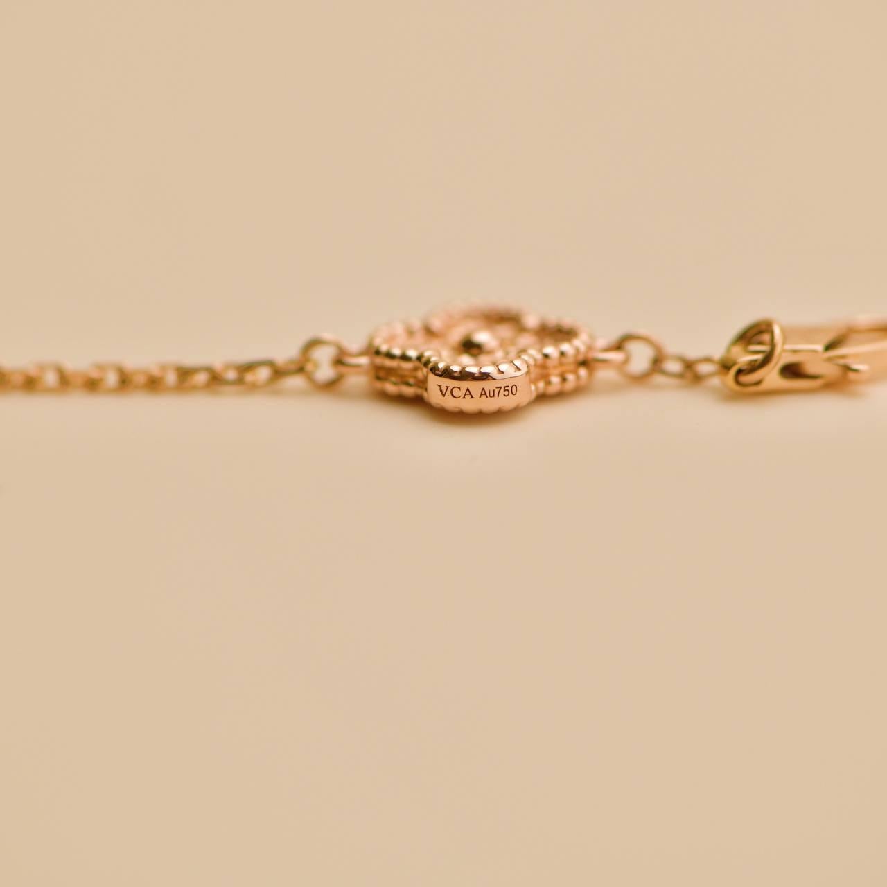 Van Cleef & Arpels Sweet Alhambra 6 Motif 18K Hammered Rose Gold Bracelet 4