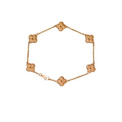 Van Cleef & Arpels Sweet Alhambra Armband aus 18 Karat gehämmertem Roségold mit 6 Motiven