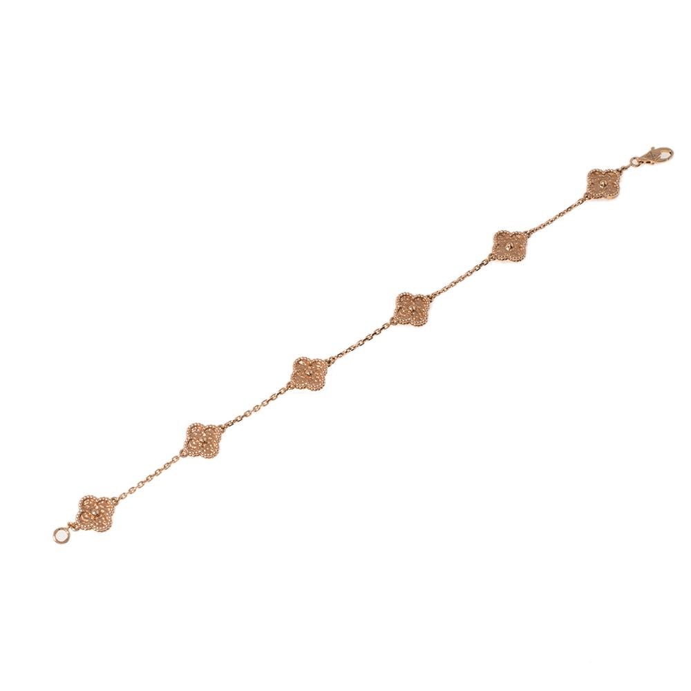 The Alhambra creations from Van Cleef & Arpels have been bringing classic style to women around the world for years that to this day, they are highly coveted. This lovely bracelet is from that very collection, and it comes crafted by hand using 18k