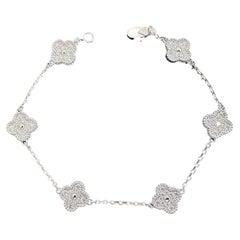 Van Cleef & Arpels Sweet Alhambra 6 Motifs Diamond Bracelet, White Gold