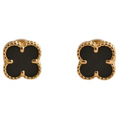 Van Cleef & Arpels Sweet Alhambra Ohrringe aus Gelbgold mit schwarzem Onyx und Gelbgold