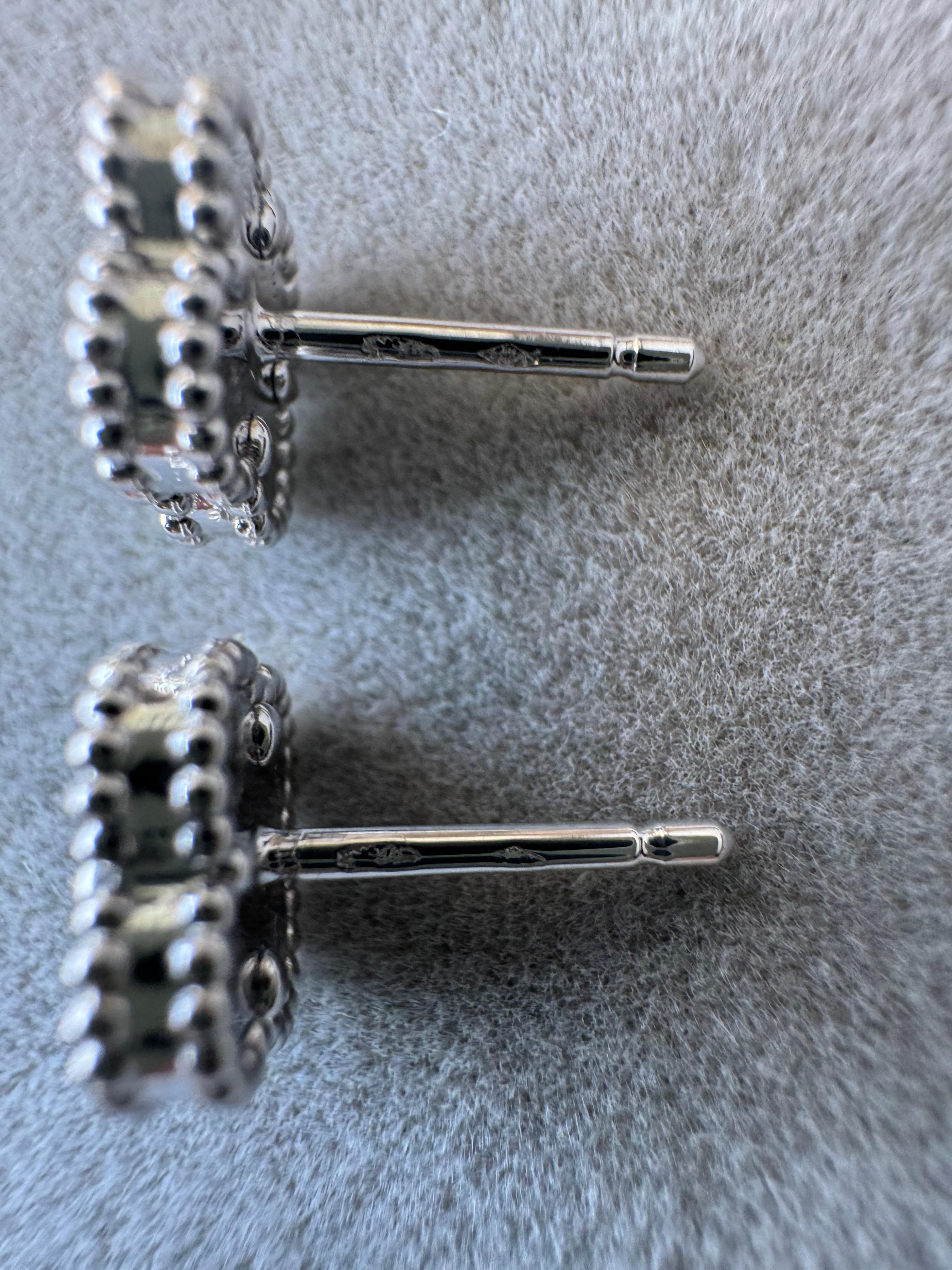 Van Cleef & Arpels Sweet Alhambra Blue Turquoise 18K White Gold Stud Earrings 4