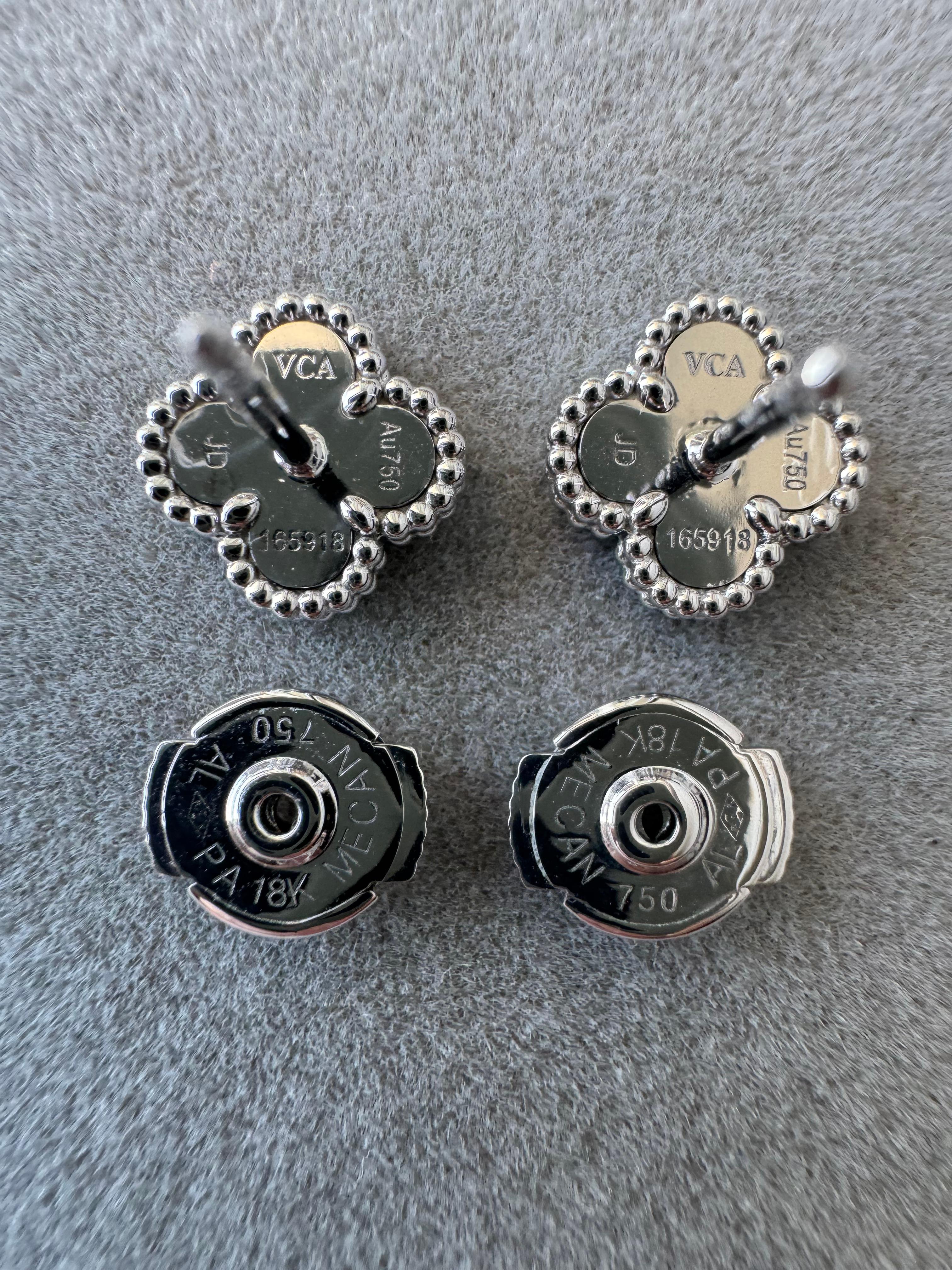 Van Cleef & Arpels Sweet Alhambra Blue Turquoise 18K White Gold Stud Earrings 2