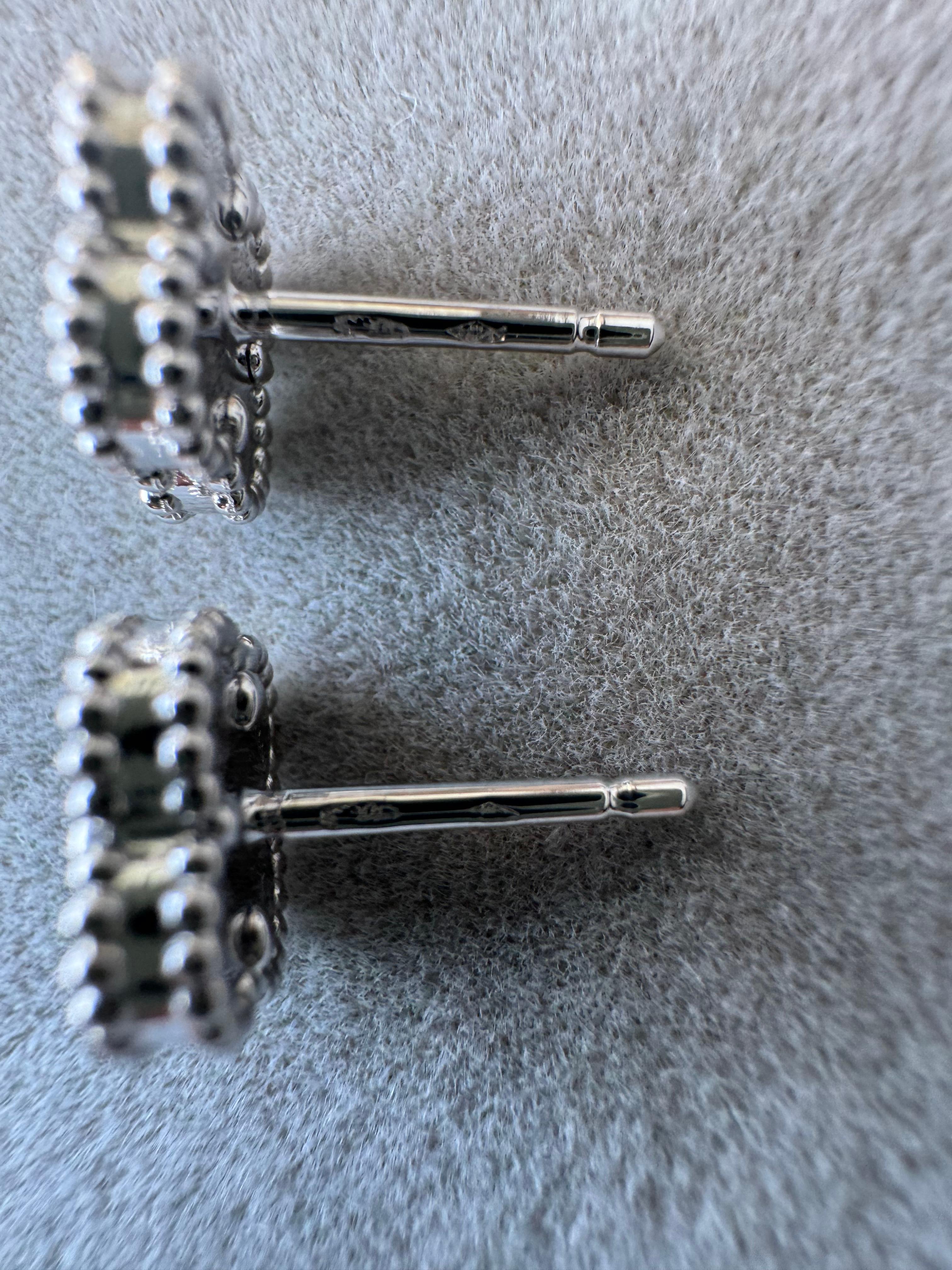 Van Cleef & Arpels Sweet Alhambra Blue Turquoise 18K White Gold Stud Earrings 3
