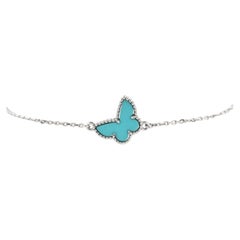 Van Cleef &Arpels Sweet Alhambra Butterfly Bracelet 18K White Gold and Turquoise