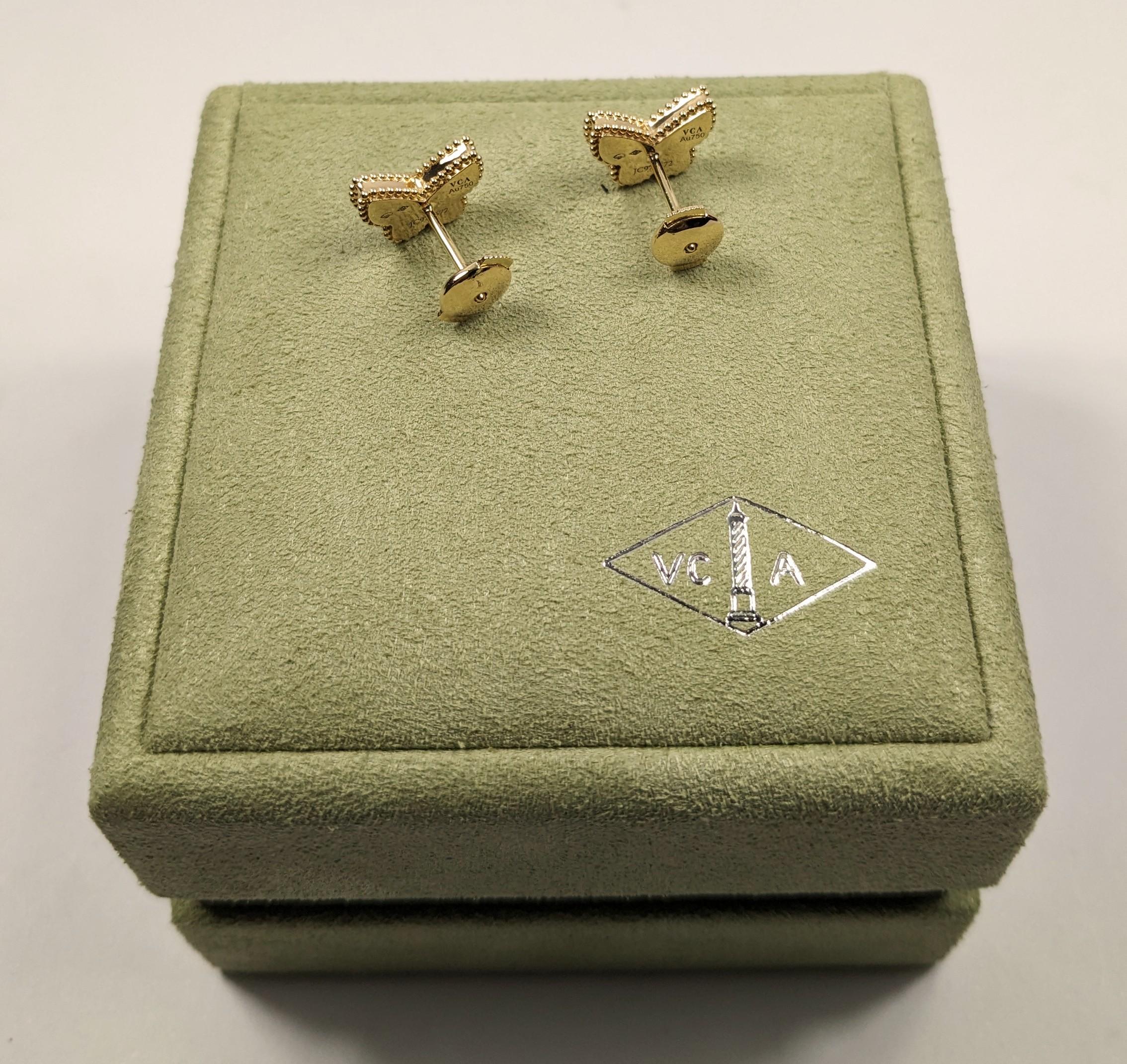 Van Cleef & Arpels Sweet Alhambra Schmetterlingsohrstecker 18K Gelbgold MOP im Zustand „Hervorragend“ im Angebot in Bilbao, ES