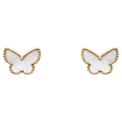 Van Cleef & Arpels Sweet Alhambra butterfly earstuds 18K yellow gold MOP