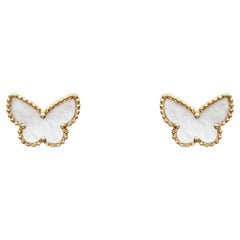 Van Cleef & Arpels Sweet Alhambra butterfly earstuds 18K yellow gold MOP