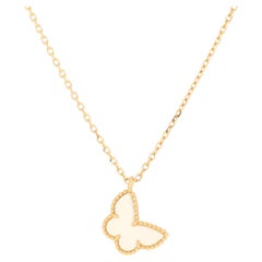 Van Cleef & Arpels Sweet Alhambra Butterfly Pendant Necklace 18K Yellow Gold