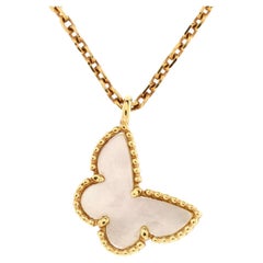 Van Cleef & Arpels Sweet Alhambra Butterfly Pendant Necklace 18K Yellow Gold