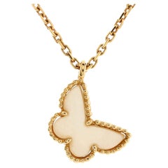 Van Cleef & Arpels Sweet Alhambra Butterfly Pendant Necklace 18K Yellow Gold