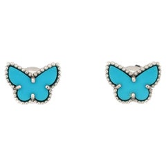 Van Cleef & Arpels Sweet Alhambra Butterfly Stud Earrings 18K White Gold 